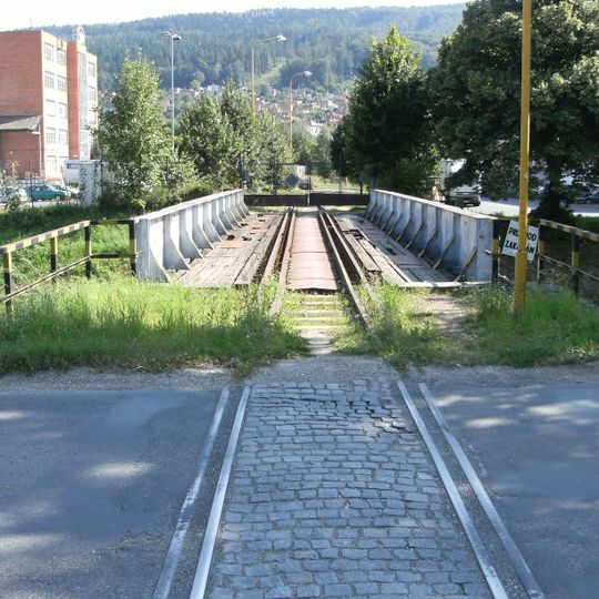 Most železniční vlečky přes Dřevnici ve Zlíně