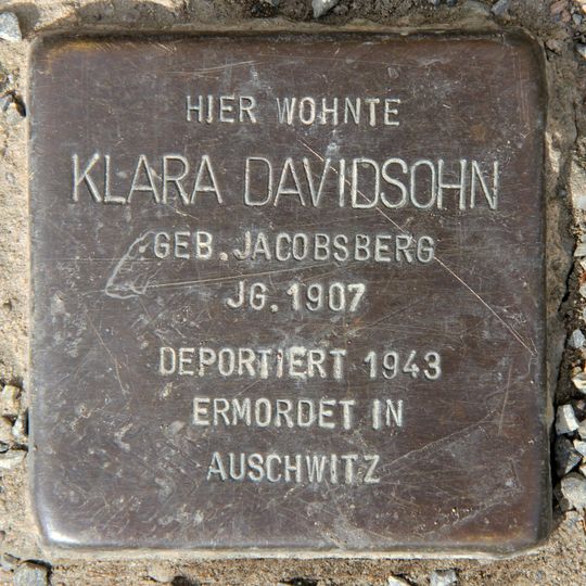 Stolperstein à la mémoire de Klara Davidsohn