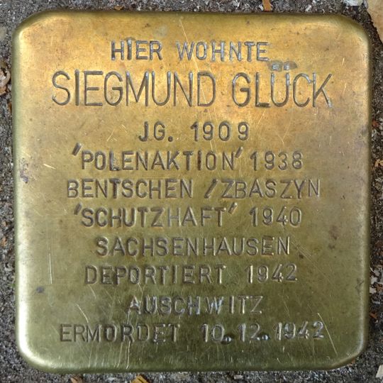 Stolperstein dedicated to Siegmund Glück