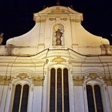 Statues on the western facade of the Church of Saints Simon and Jude