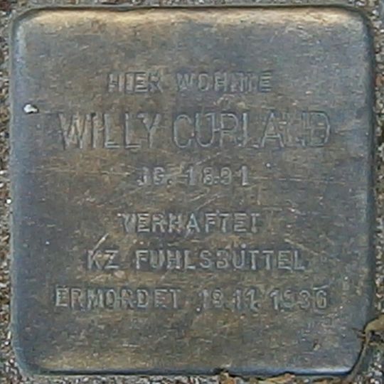 Stolperstein dedicated to Willy Curland