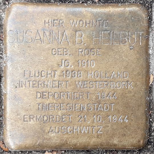 Stolperstein dedicated to Susanna B. Heilbut