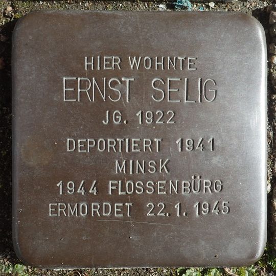Stolperstein dedicated to Ernst Selig