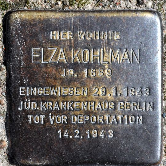 Stolperstein en memoria de Elza Kohlmann