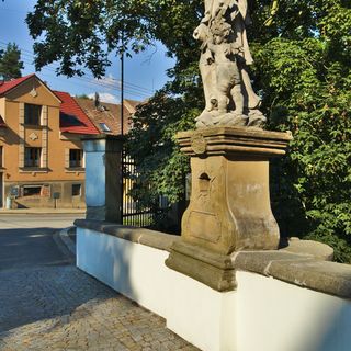 Statue of John of Nepomuk on the castle bridge in Třebíč