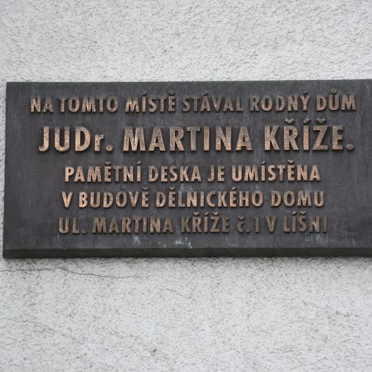 Pamětní deska Martina Kříže