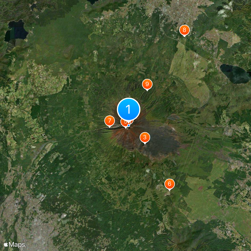 Historic eruptions of Mount Fuji Map