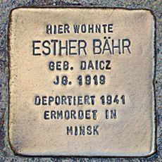 Stolperstein dedicated to Esther Bähr