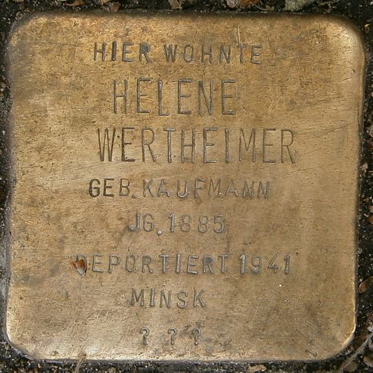 Stolperstein à la mémoire de Helene Wertheimer