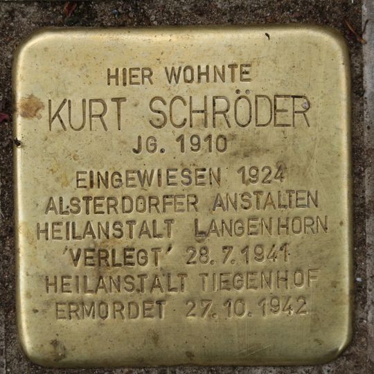Stolperstein dedicated to Kurt Schröder