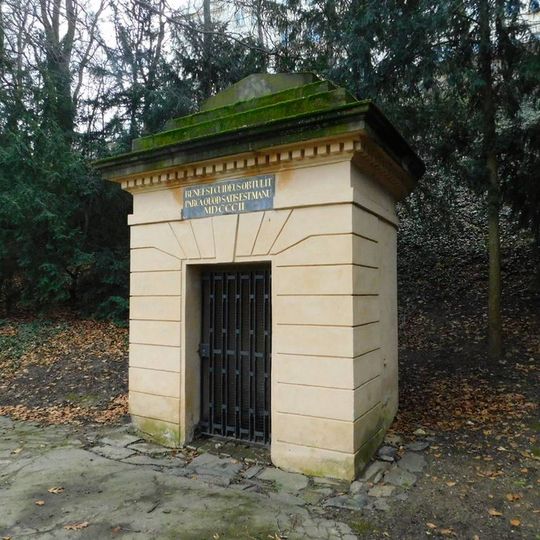 Pamětní deska na studničním domku ve Stromovce