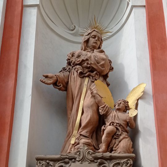 Statue of Saint Monica on the Church of the Nativity of the Virgin Mary in Tábor
