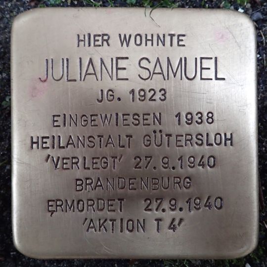 Stolperstein en memoria de Juliane Samuel