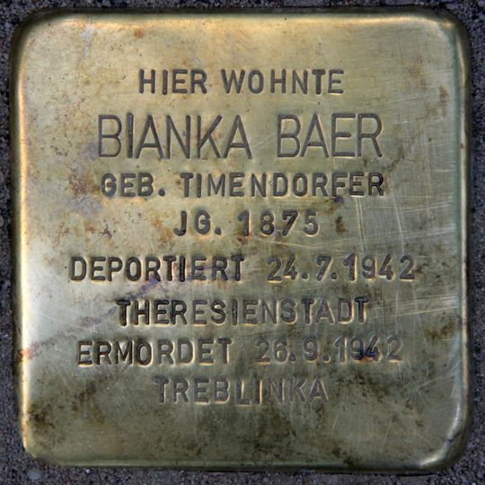 Stolperstein dedicated to Bianka Baer