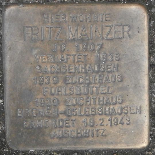 Stolperstein en memoria de Fritz Mainzer