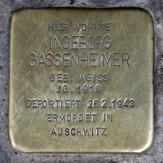 Stolperstein dedicated to Ingeborg Gassenheimer