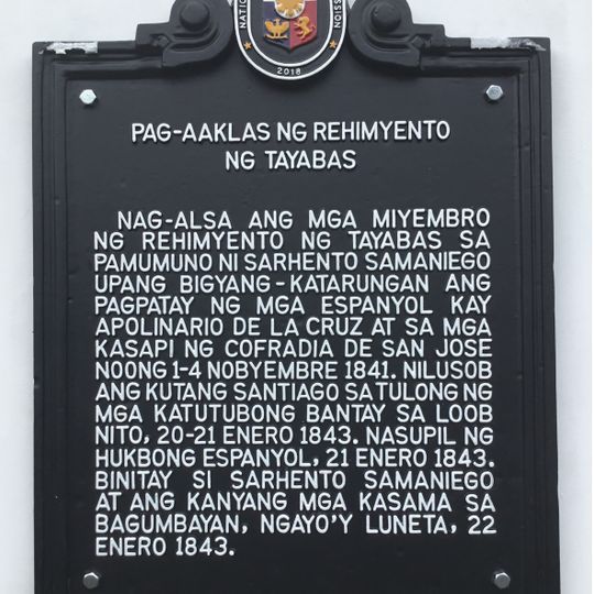 Tayabas Regiment Uprising historical marker