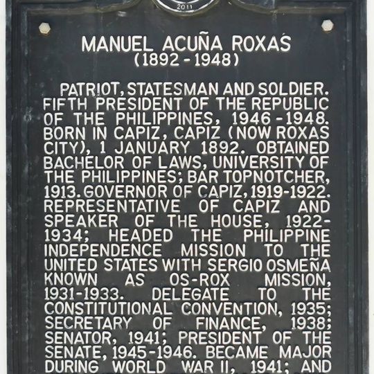 Manuel Acuña Roxas historical marker