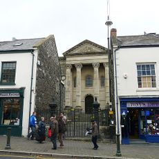 Gates, gateposts and railings to English Baptist Church