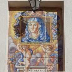 Ceramic panel of Our Lady of Light at Olmo square