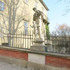 Statue of Saint Joseph on the bridge over the bear moat in Český Krumlov