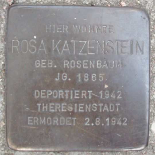 Stolperstein dedicated to Rosa Katzenstein