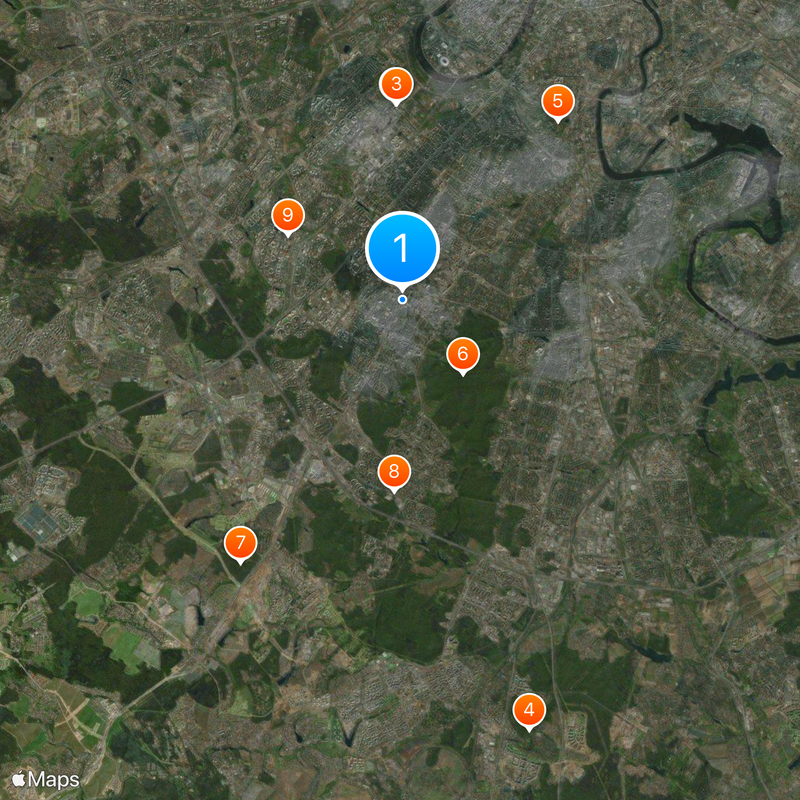 Południowo-zachodni okręg administracyjny Moskwy Mapa