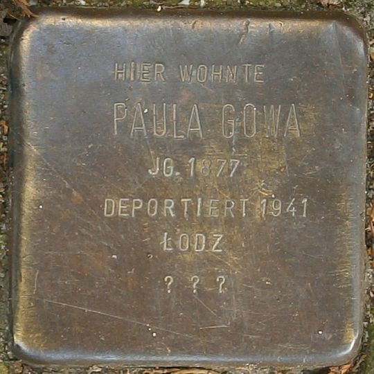 Stolperstein dedicated to Paula Gowa