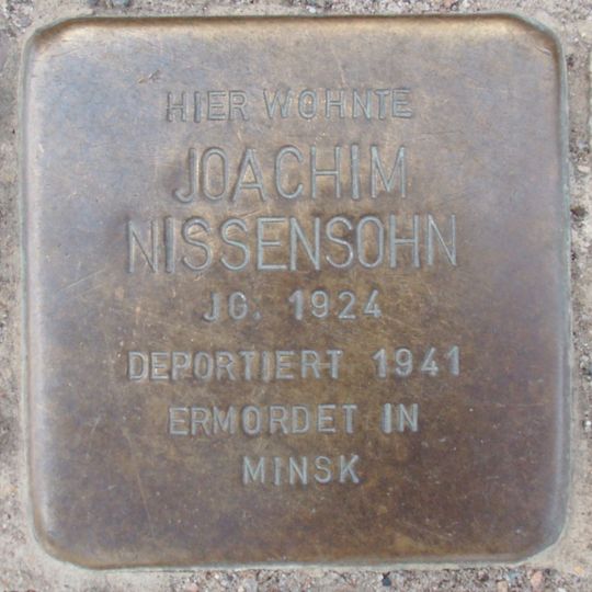 Stolperstein dedicated to Joachim Nissensohn