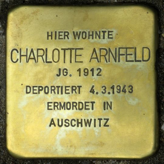 Stolperstein dedicated to Charlotte Arnfeld