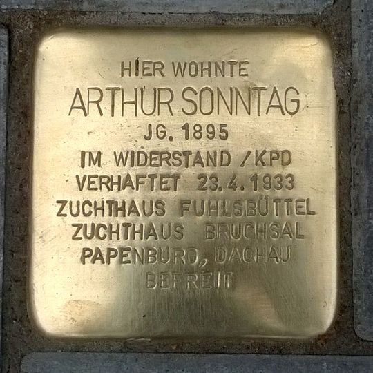 Stolperstein dedicated to Arthur Sonntag