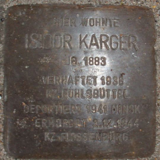 Stolperstein dedicated to Isidor Karger