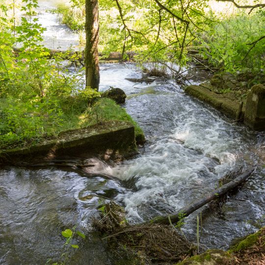 Wasserstauanlagen am Flußlauf der Wissinger Laaber