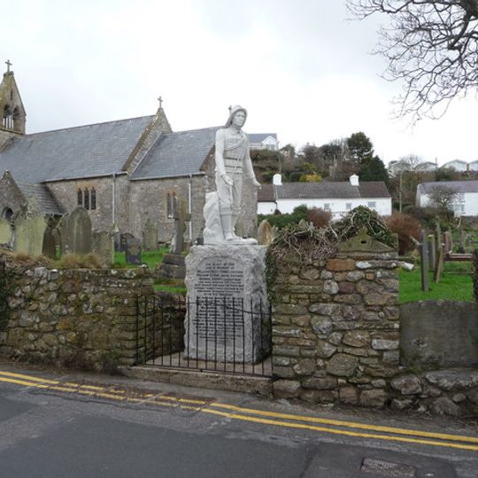 Lifeboatmen's Memorial at south east corner of St Cattwg's churchyard