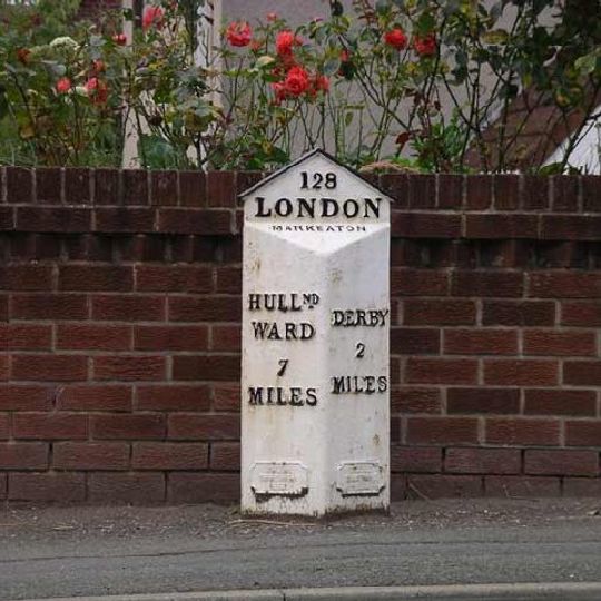 Milepost, Kedleston Road, Allestree, S of Quarndon