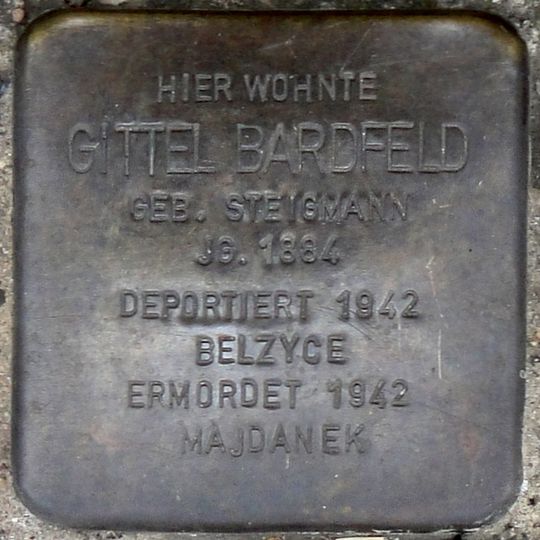 Stolperstein dedicated to Gittel Bardfeld