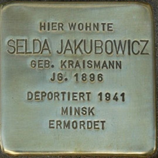 Stolperstein dedicated to Selda Jakubowicz