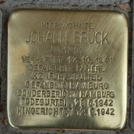 Stolperstein en memoria de Johann Brück