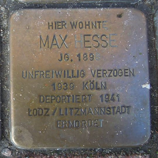 Stolperstein à la mémoire de Max Hesse