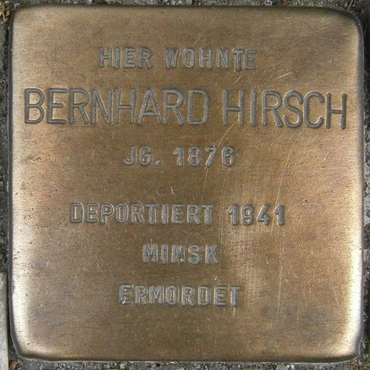 Stolperstein dedicated to Bernhard Hirsch