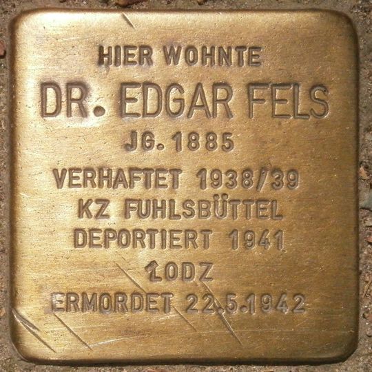 Stolperstein dedicated to Edgar Fels