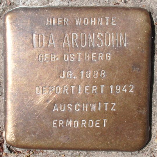 Stolperstein dedicated to Ida Aronsohn