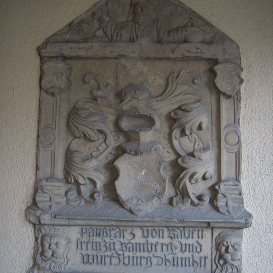 Wappenstein, Ädikula, möglicherweise Teil eines Stiftungsbildes oder eines Epitaphs für den Domherrn Pankratz von Babenstein