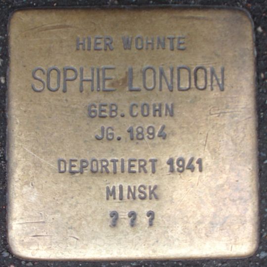 Stolperstein dedicated to Sophie London
