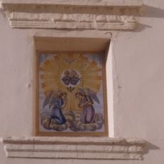 Ceramic panel of the Holy Hearts of Jesus and Mary