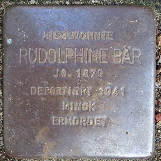 Stolperstein dedicated to Rudolphine Bär