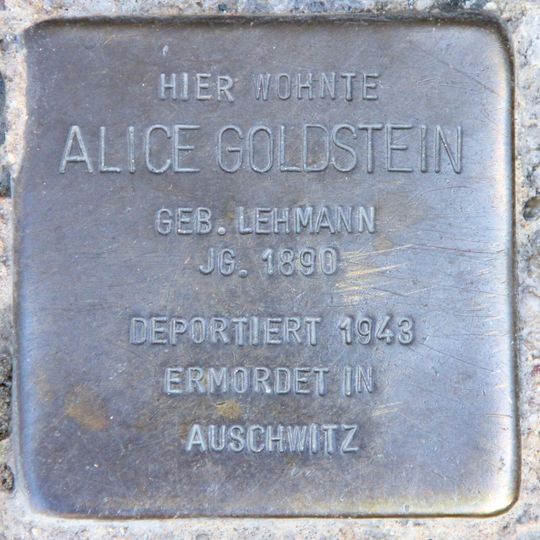 Stolperstein em memória de Alice Goldstein