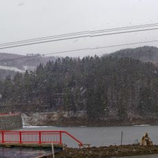 Horní most silnice III/05726 v Bystřičce přes přeliv z vodní nádrže Bystřička