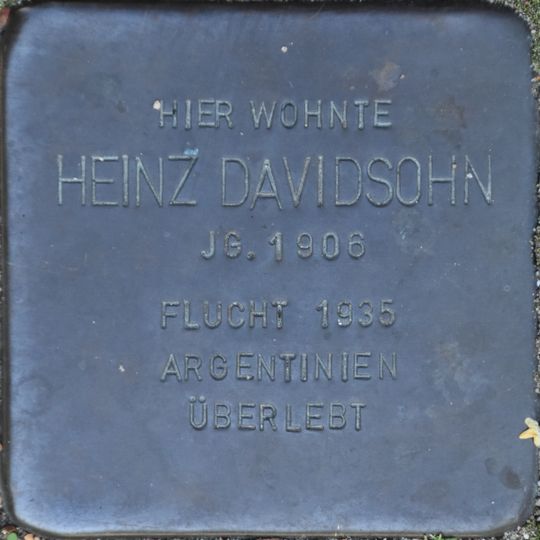 Stolperstein dedicated to Heinz Davidsohn