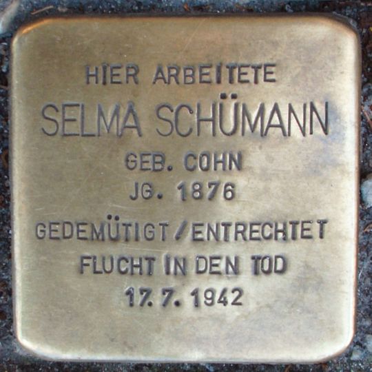 Stolperstein für Selma Schümann